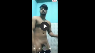 Naked Delhi hunk masturbating thick cock